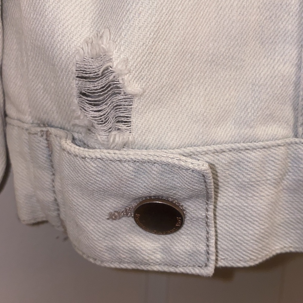 Rachel Roy XS Washout Distress Button Denim Shirt - Picture 10 of 15